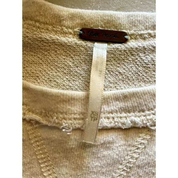 Free People Women's White Green Brown Mixed Media Lightweight Boho Jumper XS - Picture 9 of 11